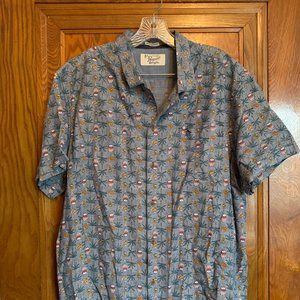 Penguin Short Sleeve Button Down Shirt- Palm, Drum, Guitar Print- Size XXL